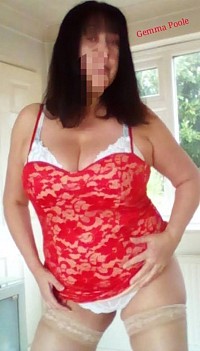 Red Dress, Stocking Tops and White Panties